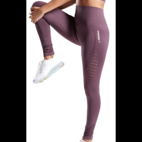 Gymshark Taupe/Purple Energy Seamless High Waisted Activewear leggings small​​​ - Picture 6 of 13